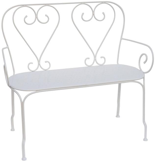 Banc de jardin en métal façon fer forgé - Blanc - GUERMANTES de MYLIA