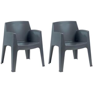 Vente unique Lot de 2 fauteuils de jardin empilables Polypropylene Anthracite SOROCA