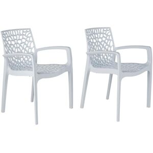 Lot de 2 fauteuils de jardin empilables - Polypropylene - Blanc dolomite - DIADEME de MYLIA