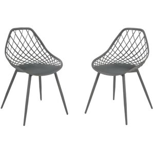 Lot de 2 chaises de jardin en polypropylene avec pieds en metal Anthracite MALAGA de MYLIA