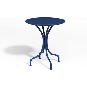 Table ronde de jardin D.60 cm en metal - Bleu nuit - MIRMANDE de MYLIA