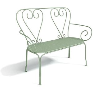 Banc de jardin en metal facon fer forge Vert amande GUERMANTES de MYLIA