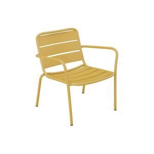 Fauteuil bas de jardin empilable en metal - Jaune moutarde - MIRMANDE de MYLIA