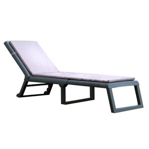 Vente unique Bain de soleil effet tresse avec matelas gris et blanc CANBERRA