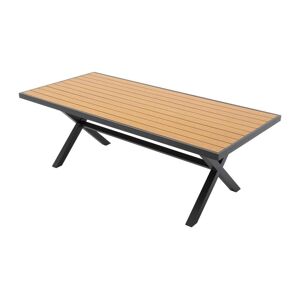 Table a manger de jardin en aluminium avec pieds en croix L220 cm Anthracite et naturel clair INOSSE de MYLIA