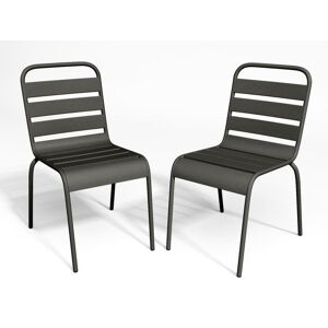 Lot de 2 chaises de jardin empilables en metal - Gris fonce - MIRMANDE de MYLIA