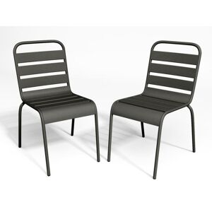 Lot de 2 chaises de jardin empilables en metal Gris fonce MIRMANDE de MYLIA