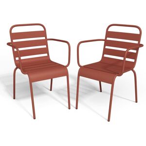 Lot de 2 fauteuils de jardin empilables en metal - Terracotta - MIRMANDE de MYLIA