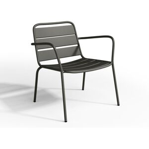 Fauteuil bas de jardin empilable en metal - Gris fonce - MIRMANDE de MYLIA