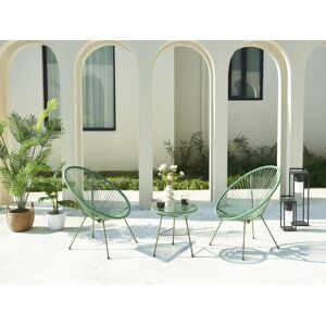 Salon de jardin en fils de resine tresses 2 fauteuils et une table Kaki ALIOS III de MYLIA