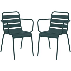 Lot de 2 fauteuils de jardin empilables en metal Vert sapin MIRMANDE de MYLIA