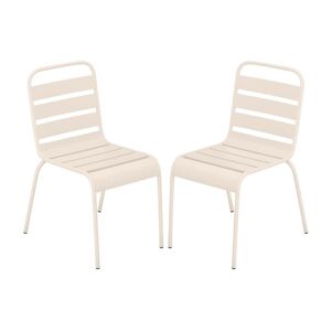 Lot de 2 chaises de jardin empilables en metal - Beige - MIRMANDE de MYLIA