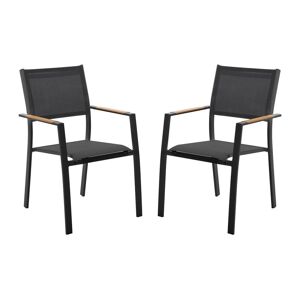 Lot de 2 fauteuils de jardin empilables en aluminimum et textilene Anthracite MACILA de MYLIA