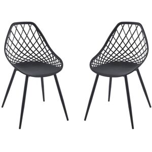 Lot de 2 chaises de jardin en polypropylene avec pieds en metal Noir MALAGA de MYLIA