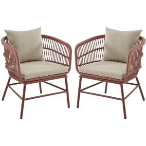 Lot de 2 fauteuils de jardin en resine tressee - Terracotta - LOUSINI de MYLIA