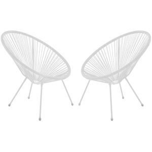 Lot de 2 fauteuils de jardin en fils de resine tresses Blanc - ALIOS III de MYLIA