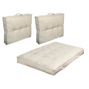 OZAIA Lot 1 matelas 2 coussins palette en velours cotele Beige BAILA