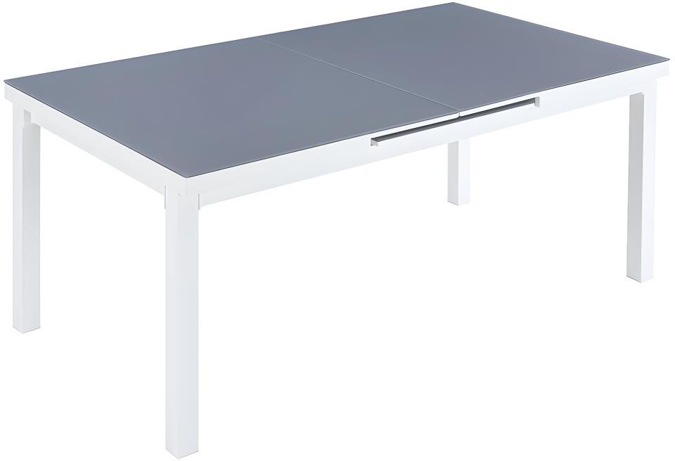 Table de jardin extensible en aluminium et verre trempé grise et blanche 4 à 8 couverts - L. 180/240 cm - LINOSA de MYLIA