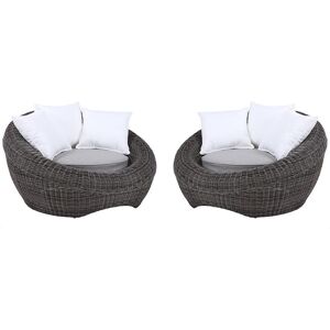 MYLIA Lot de 2 fauteuils de jardin en résine tressée gris - WHITEHEAVEN de MYLIA