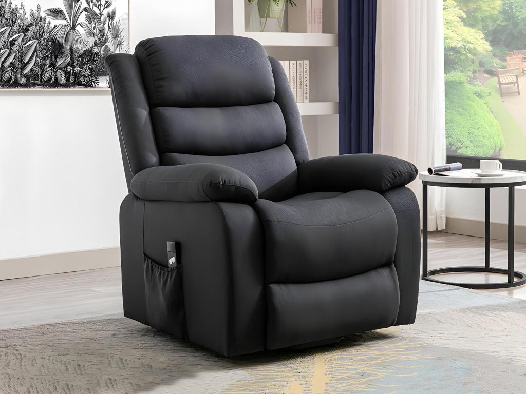 Vente-unique Fauteuil releveur électrique en tissu anthracite NADINE