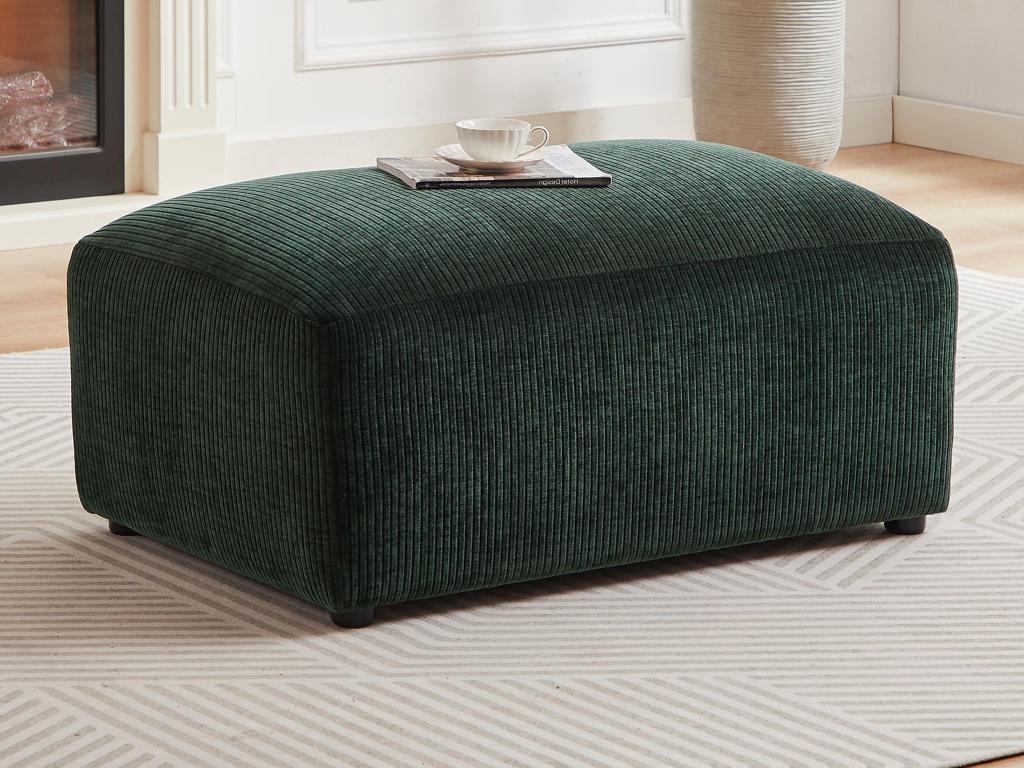 Pouf en velours côtelé vert sapin TIRONO de Maison Céphy