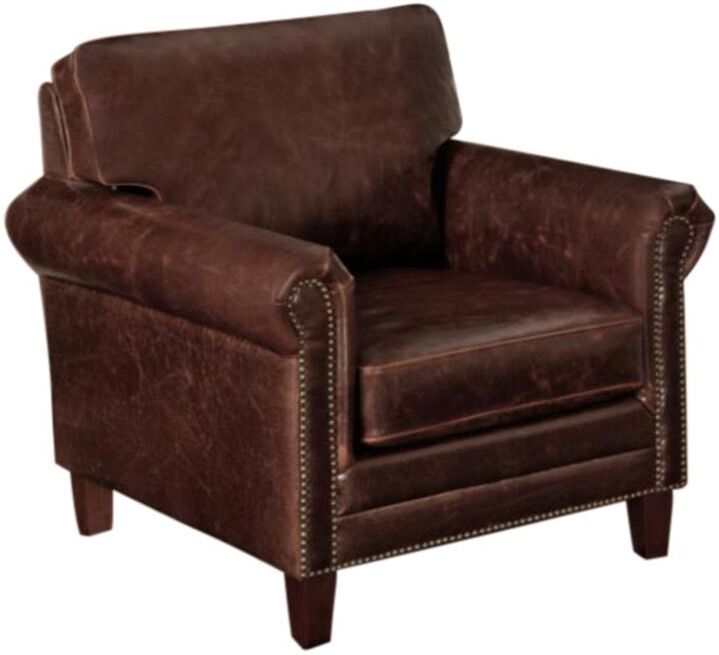 Vente-unique.com Fauteuil en cuir vieilli CASSANDRA - Marron