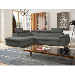 Vente unique Canape dangle convertible en tissu avec coffre de rangement FABIEN Anthracite Angle gauche