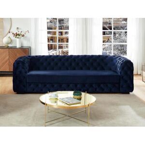 Vente unique Canape 3 places chesterfield STANLEY Velours bleu nuit