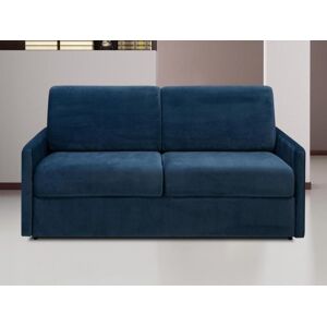 Vente-unique Canape 3 places convertible express en velours bleu nuit - Couchage 140 cm - Matelas 14 cm CALIFE