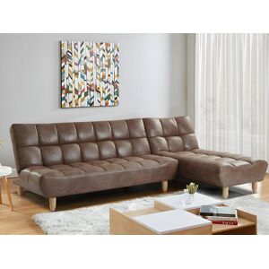 Vente-unique Canape modulable convertible en microfibre vieillie ESTEBAN - Marron vintage