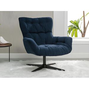 Vente-unique Fauteuil pivotant en tissu bleu nuit OPHELIE