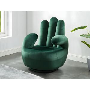 Vente-unique Fauteuil main pivotant CATCHY en velours - Vert sapin