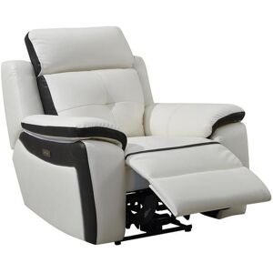 Vente unique Fauteuil relax electrique en cuir ANGELIQUE Blancanthracite