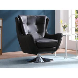 Vente-unique.com Fauteuil pivotant en cuir ANABA - Noir