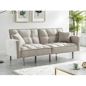 Vente-unique Canape 3 places convertible clic-clac en tissu MINEY - Gris clair