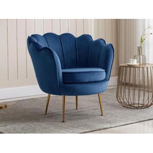 Fauteuil coquillage en velours bleu nuit DANDELION de Pascal Morabito