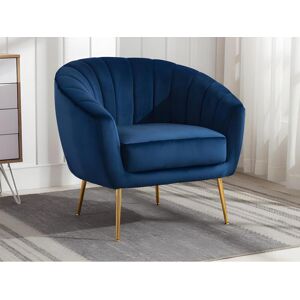 Vente-unique Fauteuil cabriolet en velours PABLITO - Bleu roi