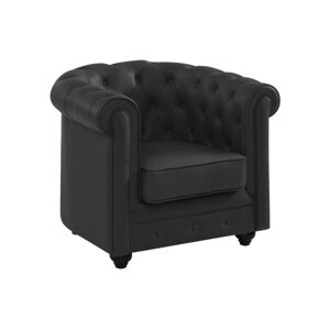 Vente unique Fauteuil en cuir de buffle noir CHESTERFIELD