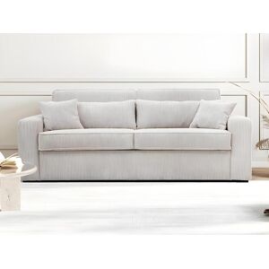 Vente-unique Canape 4 places convertible express en velours côtele beige - Couchage 160 cm - Matelas 18 cm - MONDOVI