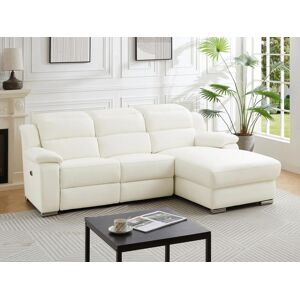 Vente unique Canape dangle droit relax electrique en cuir blanc ARENA III