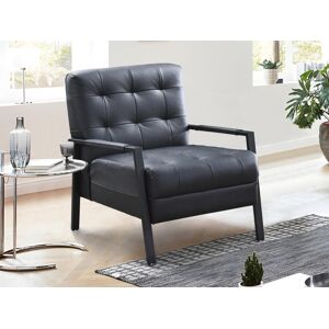 Vente unique Fauteuil en cuir noir MARADI