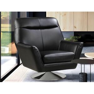 Vente unique Fauteuil pivotant en cuir de buffle ITHAQUE Noir