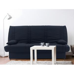 Vente-unique Canape convertible clic-clac 100% coton avec coffre de rangement FARWEST II - Bleu fonce coussins bleu fonce