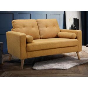 Vente unique Canape 2 places en tissu effet lainage a bouclettes TATUM Jaune