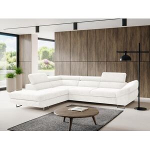 Vente-unique Canape d'angle gauche convertible en tissu texture blanc DALIAS