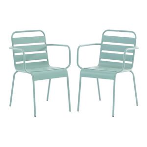 Lot de 2 fauteuils de jardin empilables en metal Vert amande MIRMANDE de MYLIA