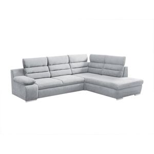 Vente-unique Canape d'angle convertible en tissu PYLOS - Gris clair - Angle droit