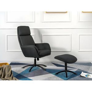 Vente unique Fauteuil inclinable en lin avec repose pieds ARBORI Gris anthracite