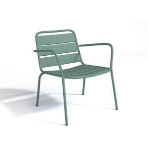 Fauteuil bas de jardin empilable en metal Vert amande MIRMANDE de MYLIA