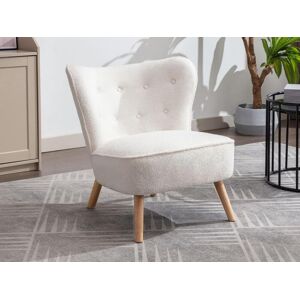 Vente unique Fauteuil en tissu bouclette blanc LOCARNO